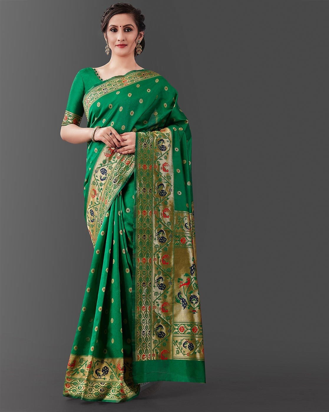 Buy Green Sarees for Women by FASHION BOOMS Online