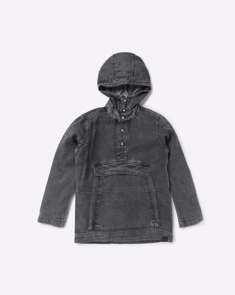 Denim on sale hooded shirt