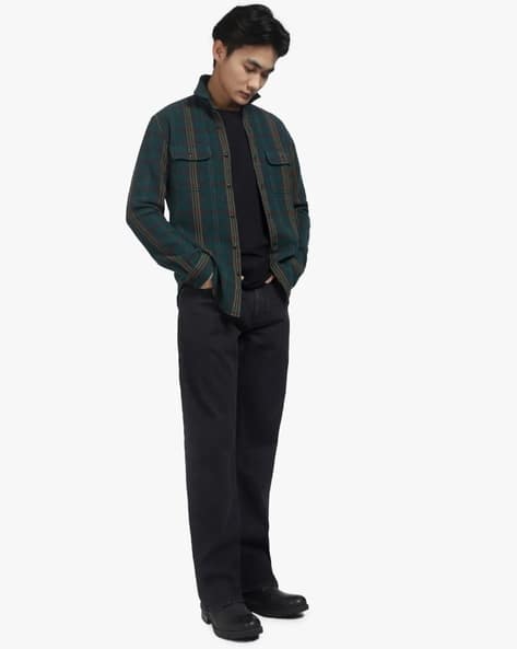 Men Slim Low Rise Black Jeans