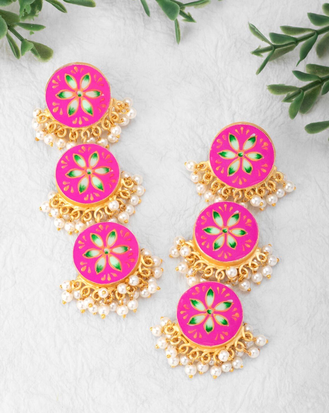 Cute and Pretty Rani Color Minakari Peacock Designer Earrings - FPE053 –  Fresh Purple by Vibha