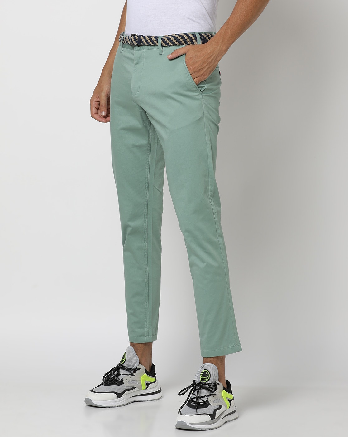 Buy Parx Light Green Skinny Fit Flat Front Trousers for Men's Online @ Tata  CLiQ