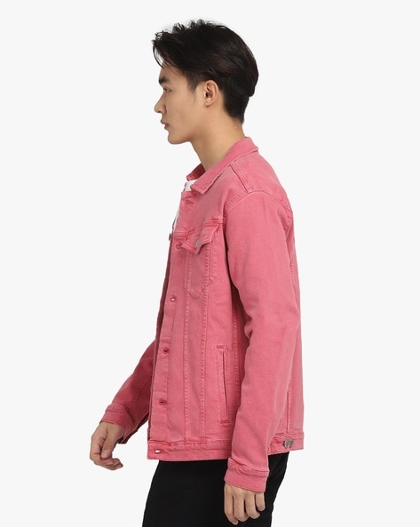 Pink trucker outlet jacket men