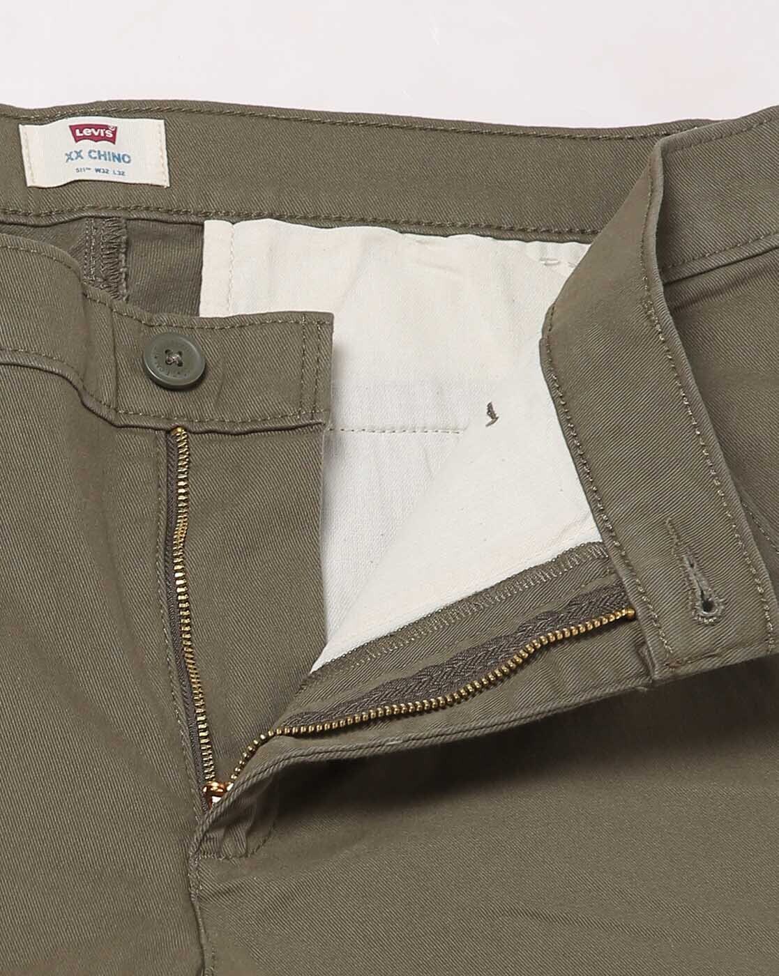 Louis Philippe LP Steven Fit Slim Men 36X29 Flat Front Casual Green Chino  Pants