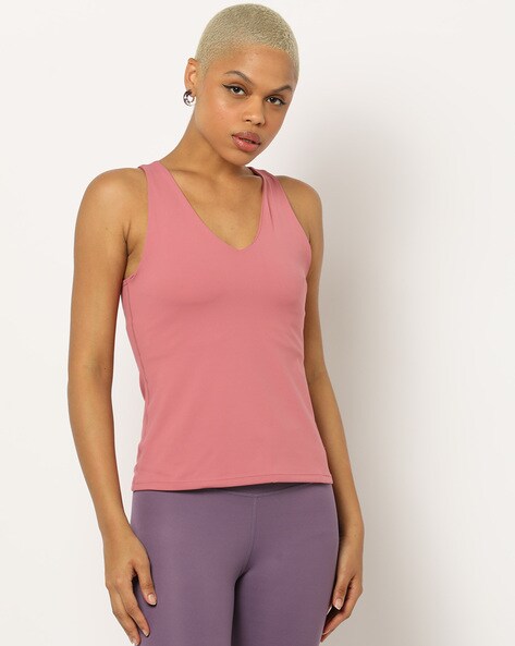 Checked Scoop-Neck Cami Top