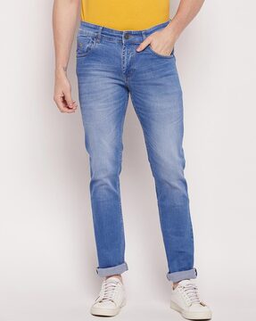 Mid-Washed Slim-Fit Jeans