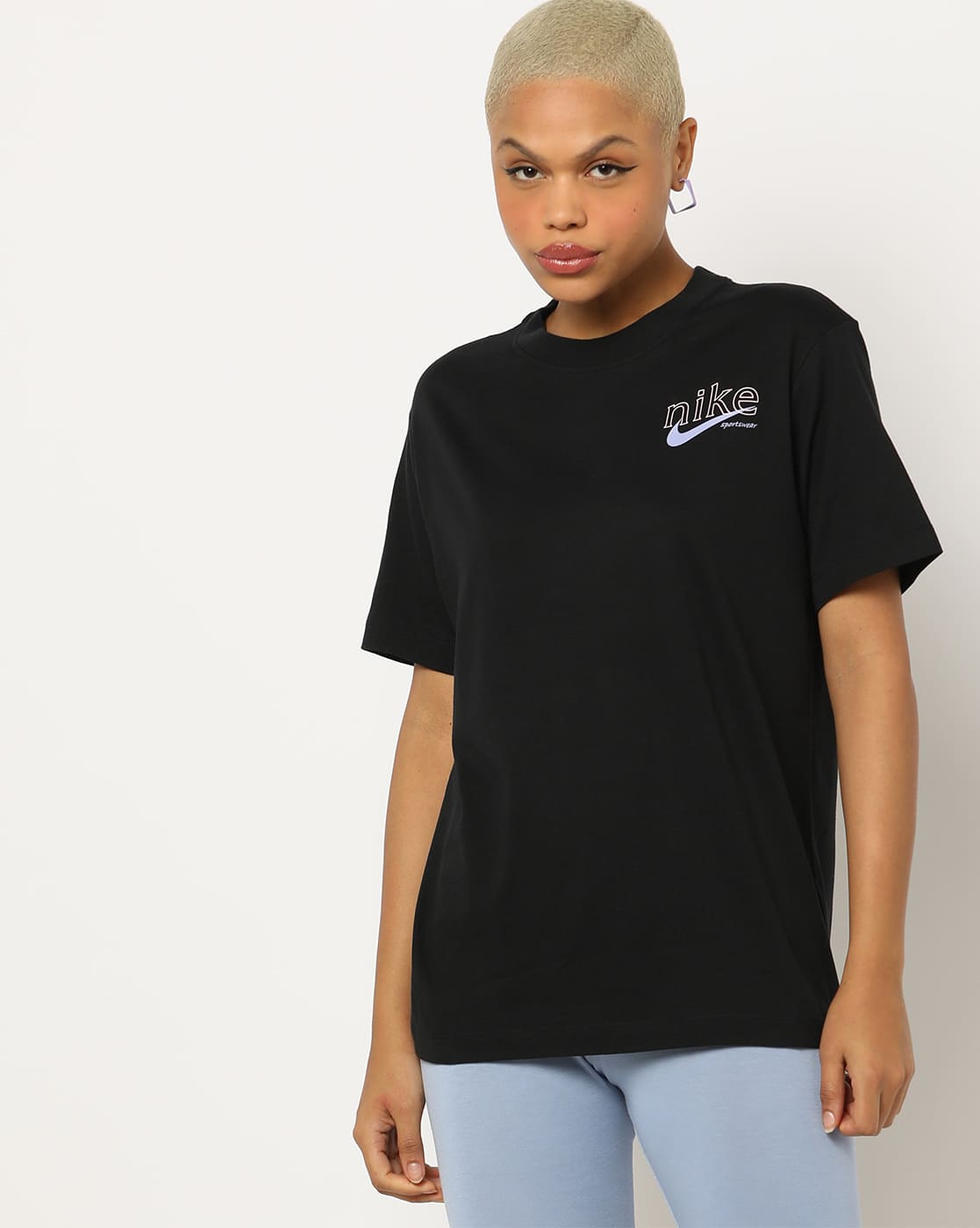 V Neck Vintage Tshirt Nike Basic Brand Print Crew-Neck T-Shirt