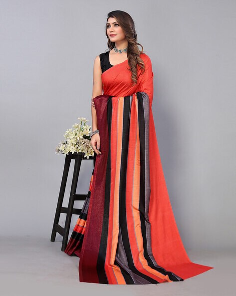 Lightweight maroon & black combination Cotton saree with Ikat blouse –  Sujatra