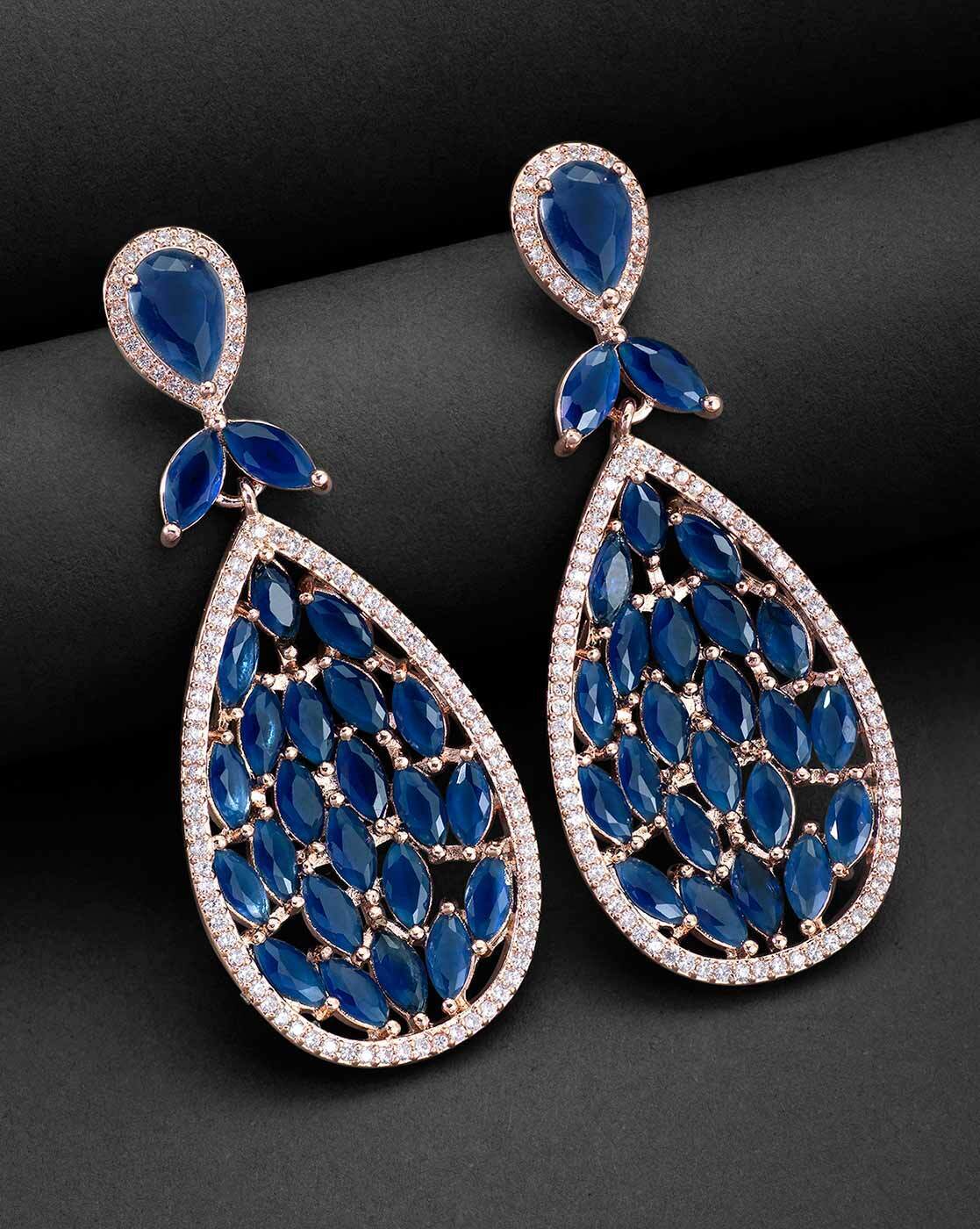 Nakhre dark blue stone and pearl traditional filgree work with gold polish  Earrings -C-639-Dark Blue : Nuti Dharod: Amazon.in: Jewellery