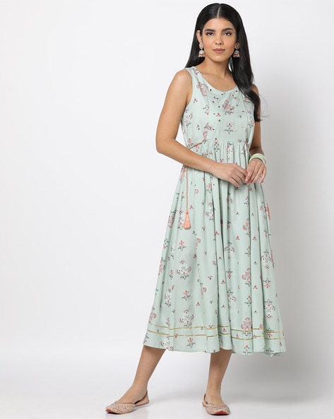 Buy Floral Print A-Line Dress with Ruched Detailing Online at Best Prices  in India - JioMart.