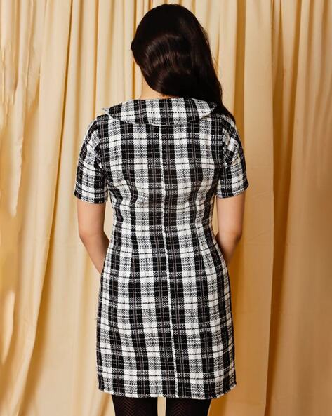Buy Ketch Black/White Checked Frilled Bodycon Dress for Women Online at  Rs.273 - Ketch