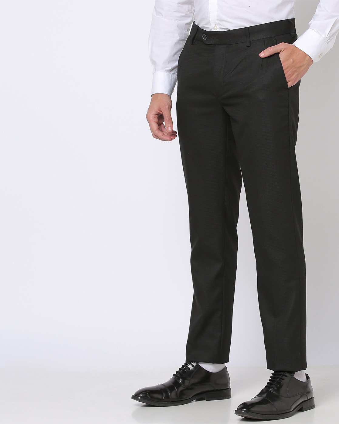 The Label | Men's Charcoal Pleated Suit Trousers | Suit Direct