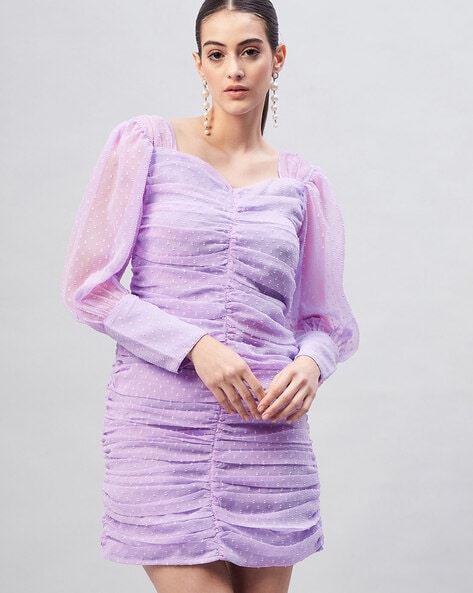 Gorgeous Lavender Long Dress with scallop design | Fancy dresses long, Long  gown design, Long frock designs
