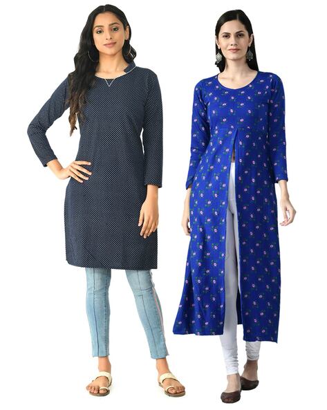 Buy online Pack Of 3 Printed Straight Kurti from winter wear for Women by  Indiweaves for ₹2739 at 47% off | 2024 Limeroad.com