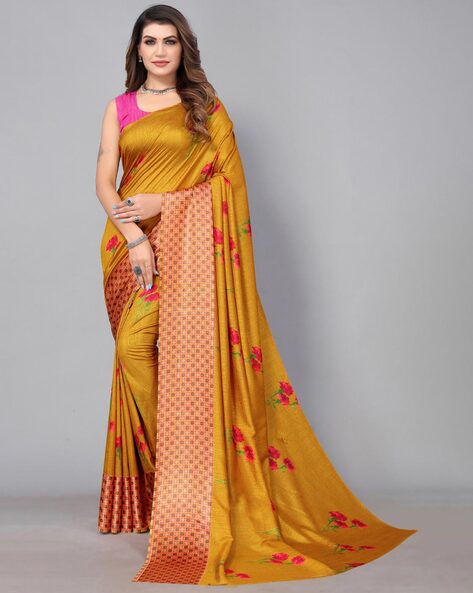 Buy Krisha Fashion Embroidered Bollywood Silk Blend Yellow Sarees Online @  Best Price In India | Flipkart.com