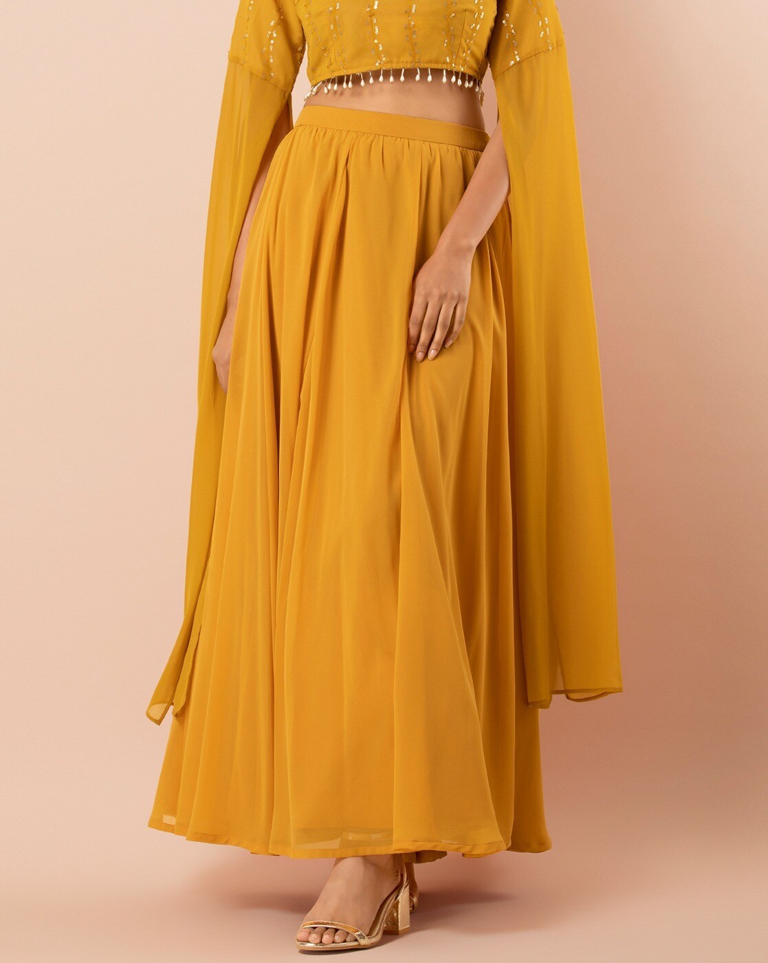Indya Ethnic Skirts : Buy Indya Beige Geo Foil Chevron Lehenga Skirt Online  | Nykaa Fashion.