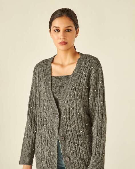 Buy Grey Sweaters u0026 Cardigans for Women by Cover Story Online | Ajio.com