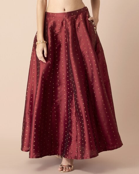 Maroon brocade skirt hotsell