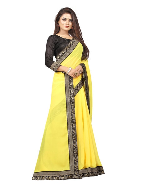 Cocktailwear Black and Yellow Saree at best price in Mumbai