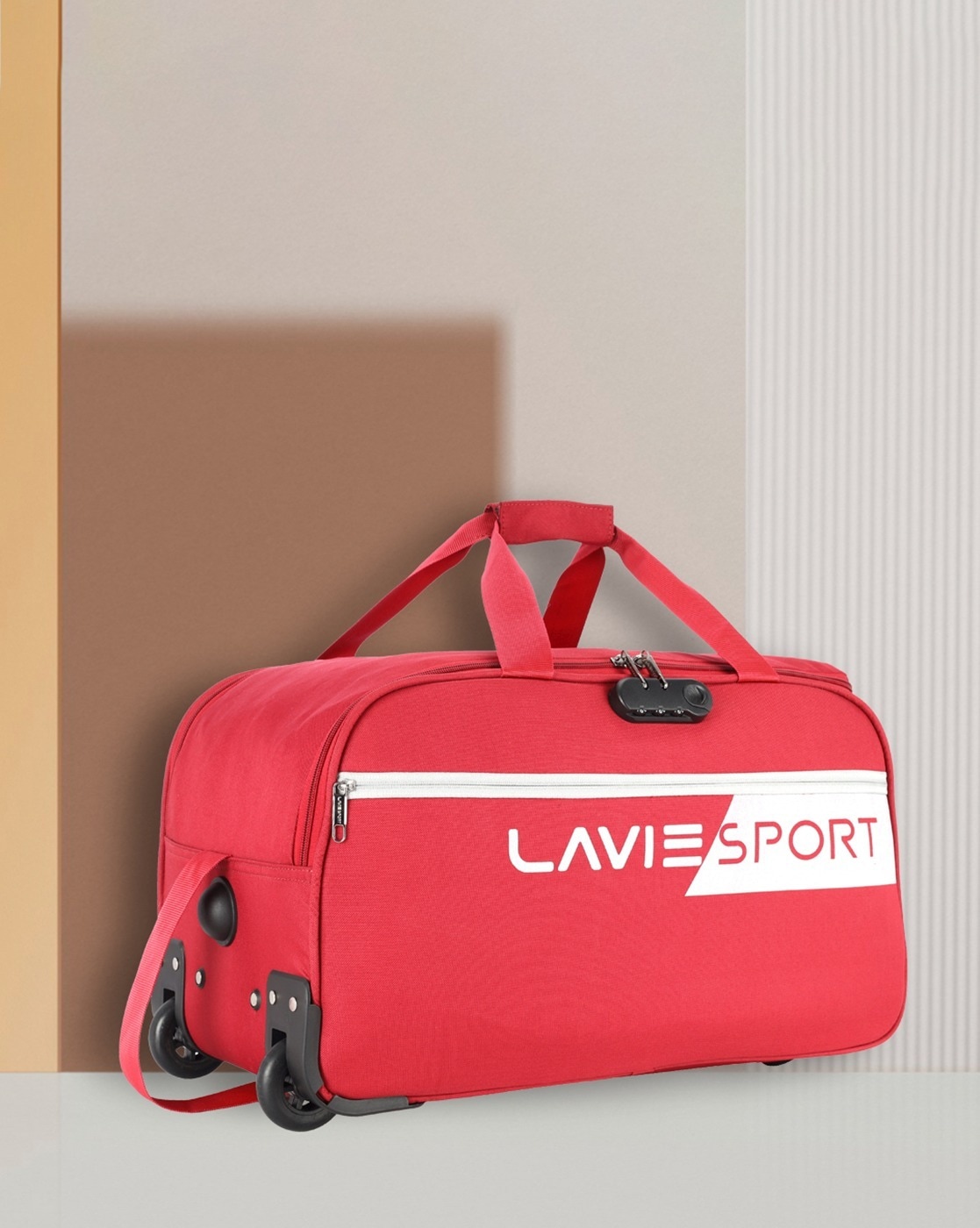 Lavie Sport Large Size 63 Cms Lino Wheel Duffle Bag For Travel | Luggage Bag  Black – Lavie World