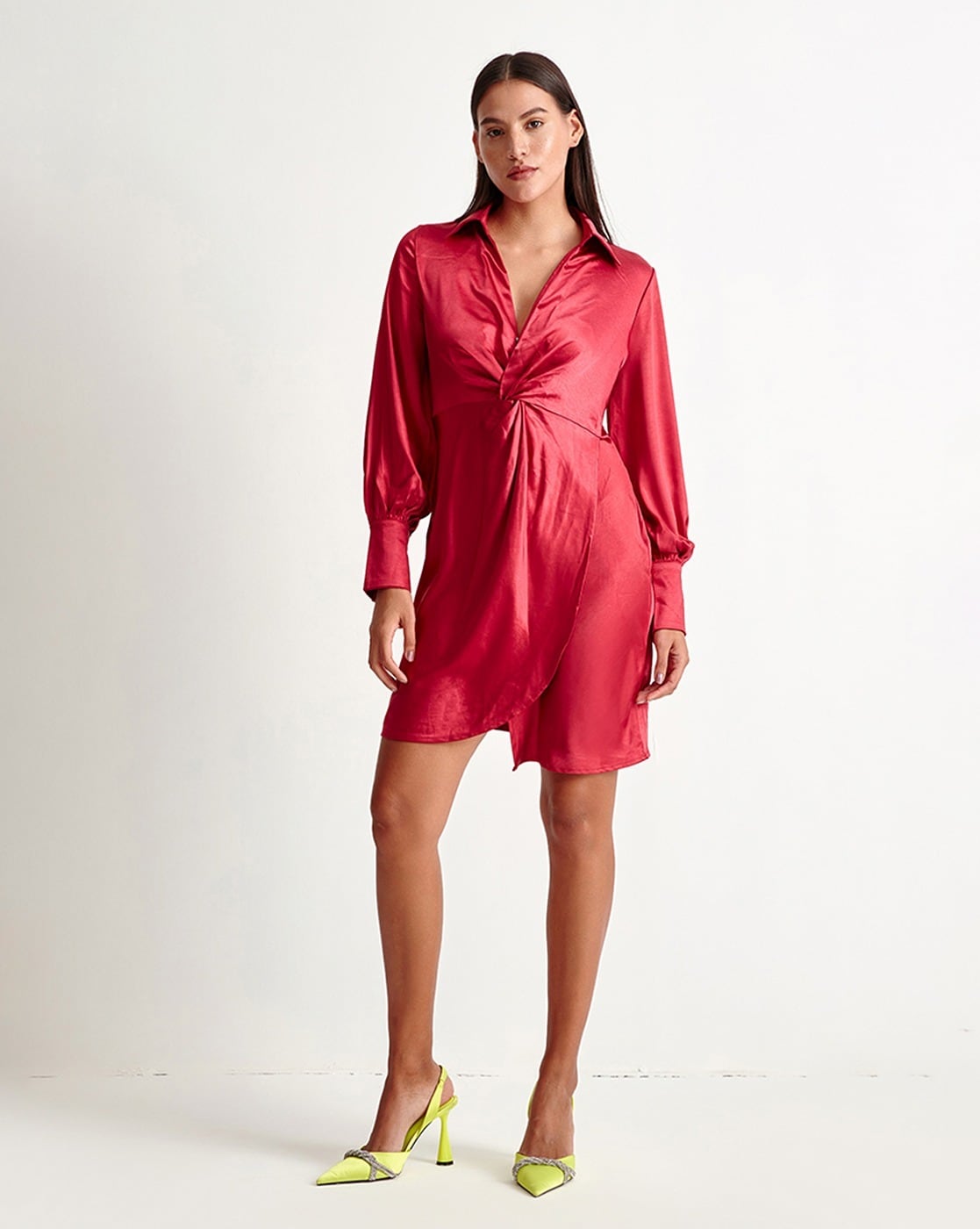 Green Animal Satin Shirt Dress - New In from Yumi UK