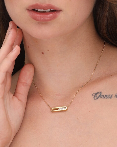 Gold plated bar on sale necklace