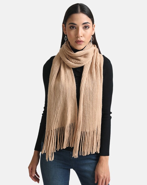 Ribbed Scarf with Tassels Price in India