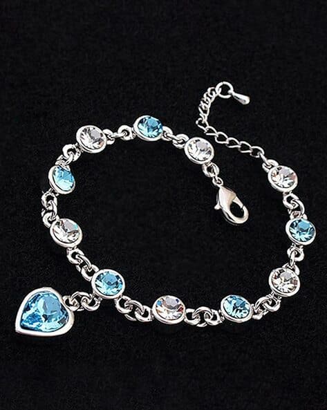 MAHI Silver-Plated Stone-Studded Link Bracelet