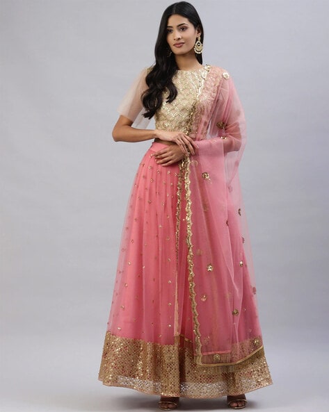 Shop Blush Pink Lehenga Choli Online USA UK UAE For Wedding ✈️ – Sunasa