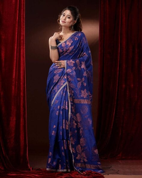 Pure Handloom Muslin Jamdani Saree in Royal Blue at Rs 6700 | Dhakai Saree  in Kolkata | ID: 18959645873