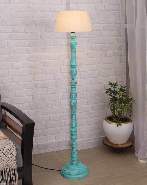 HOMESAKE Antique Wooden Floor Lamp with Shade