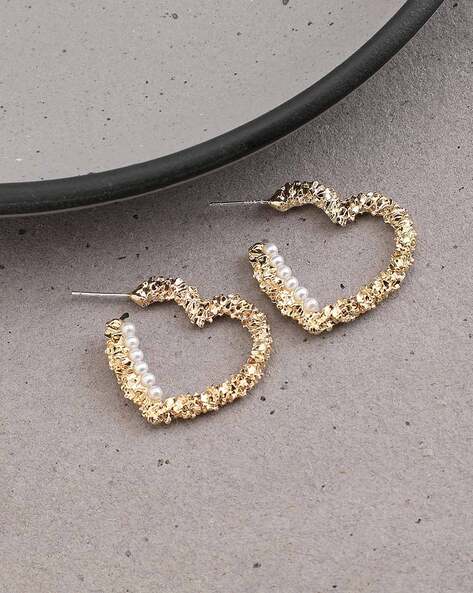 Lifelong Heart Hoop Pierced Earrings, White, Mixed metal finish 5517933 -  Jeffrey Jewelry