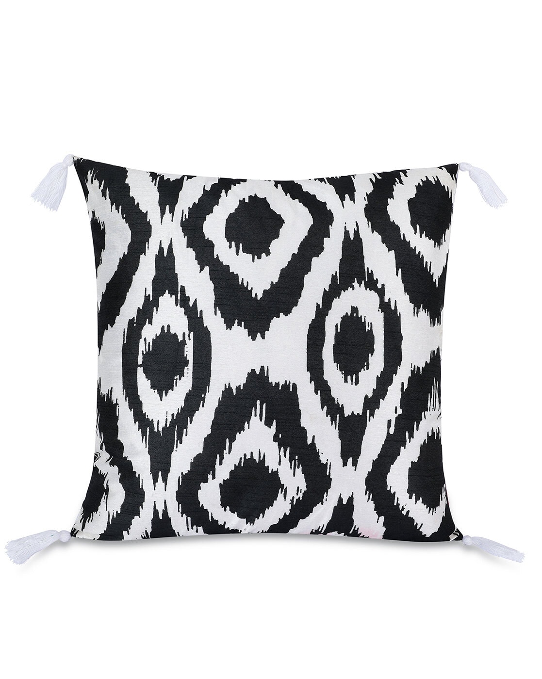 Black and 2025 white ikat pillow