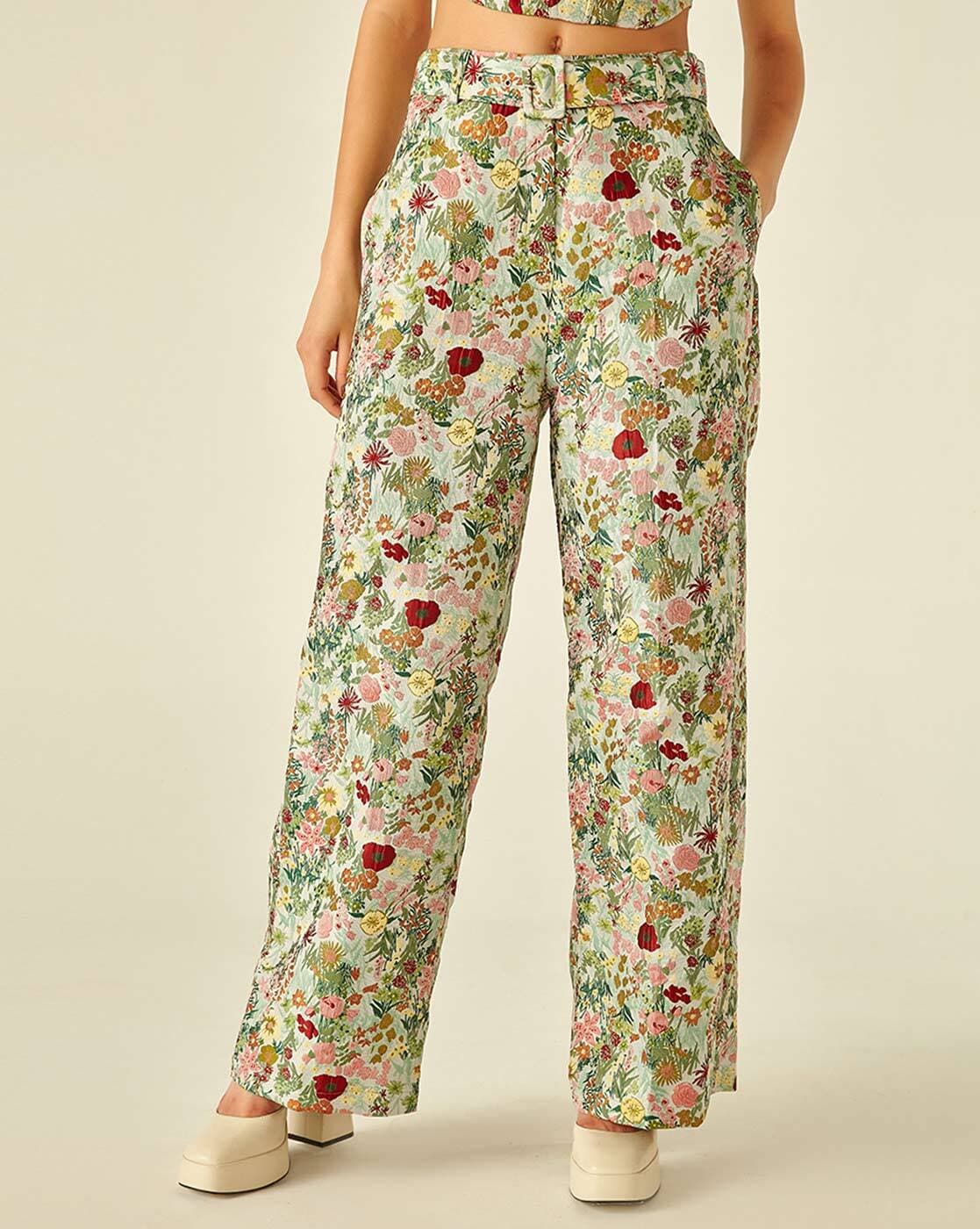Thom Browne Navy Slim Fit Floral Print Trousers, $1,006 | oki-ni | Lookastic