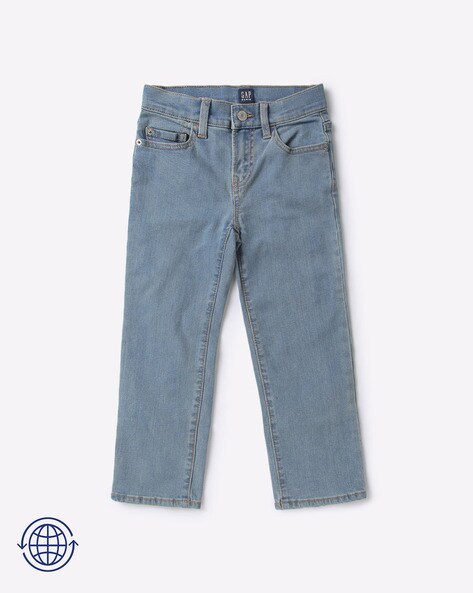 Lightly Washed Straight Fit Jeans