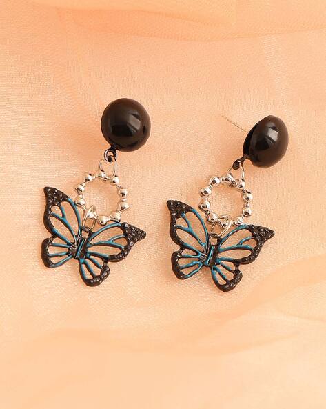Butterfly Earrings, 925 Sterling Silver, Black Diamond Cubic Zirconia –  KesleyBoutique