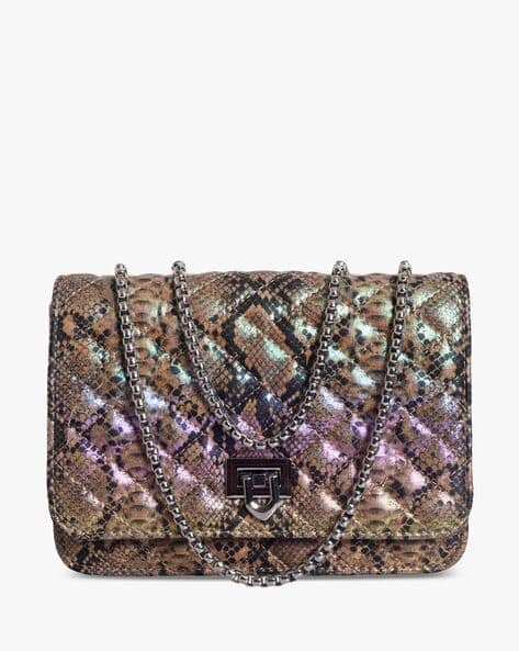 Lino Perros Reptilian Pattern Sling Bag with Chain Strap