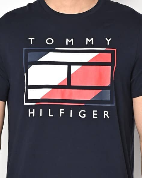 Sky Captain Tommy Hilfiger Navy Tshirt Brand Print Crew-Neck T-Shirt