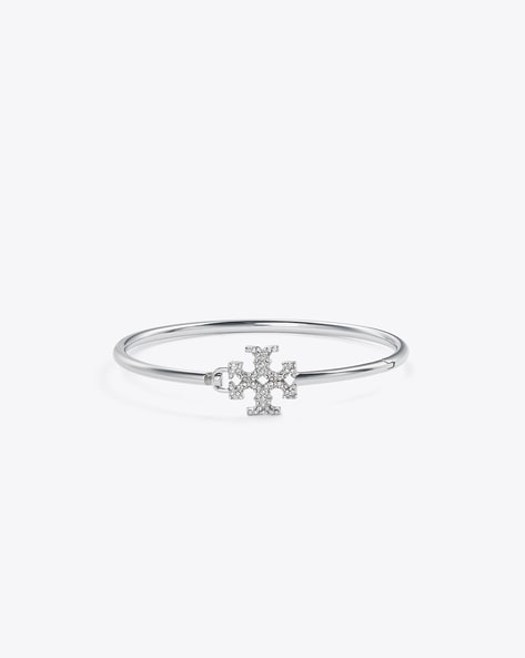 Buy Tory Burch Eleanor Pave Hinged Cuff Bracelet | Silver Color Women |  AJIO LUXE