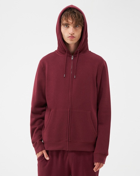 Buy Ideation Men's Cotton Black & Maroon Color Full Zipper Sweatshirt  Hoodies with Kangaroo Pocket S Size - (Pack of 2) at