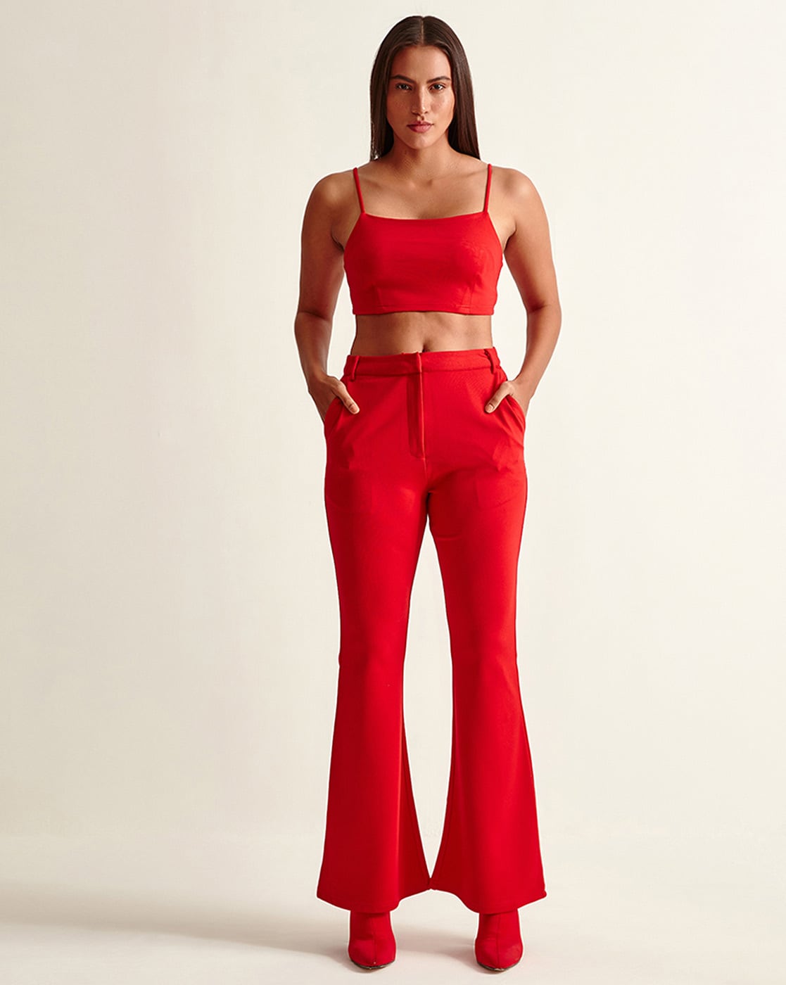 Red on sale trousers womens