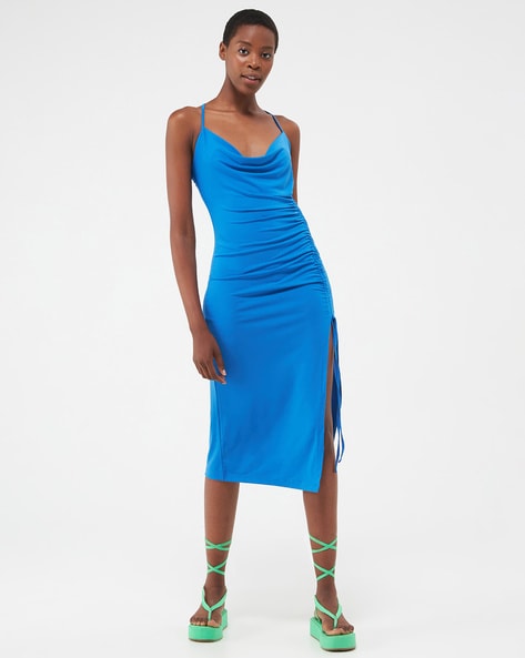 Strappy cowl neck clearance dress