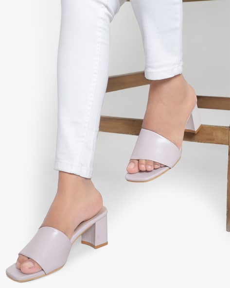 Open toe block online heel mules