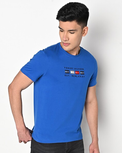 Buy Tommy Hilfiger Desert Sky Logo Regular Fit T-Shirt for Men Online @  Tata CLiQ Luxury