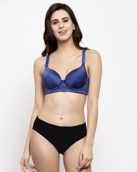 Buy online Blue Printed Bra And Panty Set from lingerie for Women by Bralux  for ₹1350 at 10% off