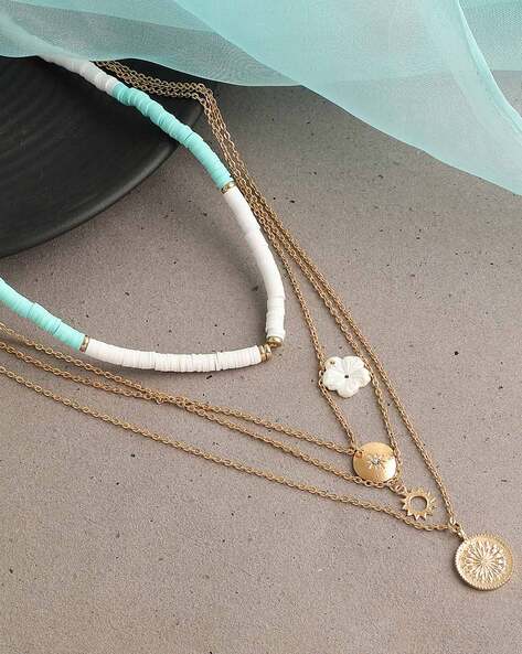 Women's Fashion Multilayer Layered Necklace Summer Boho Style Silver Color  Choker Necklace Dress Accessories Jewelry - Necklace - AliExpress