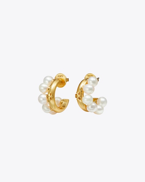 Buy Tory Burch Kira Pearl Hoop Earrings | Gold-Toned & White Color Women |  AJIO LUXE