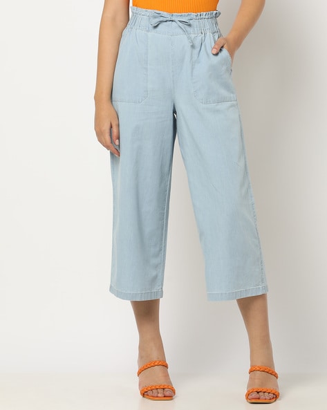 Light Blue Culotte Pants  Outfits with striped shirts, Light blue pants,  Outfits