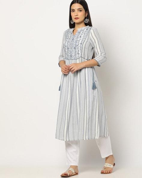 Grey Faux Georgette Printed Long Kurti 269863