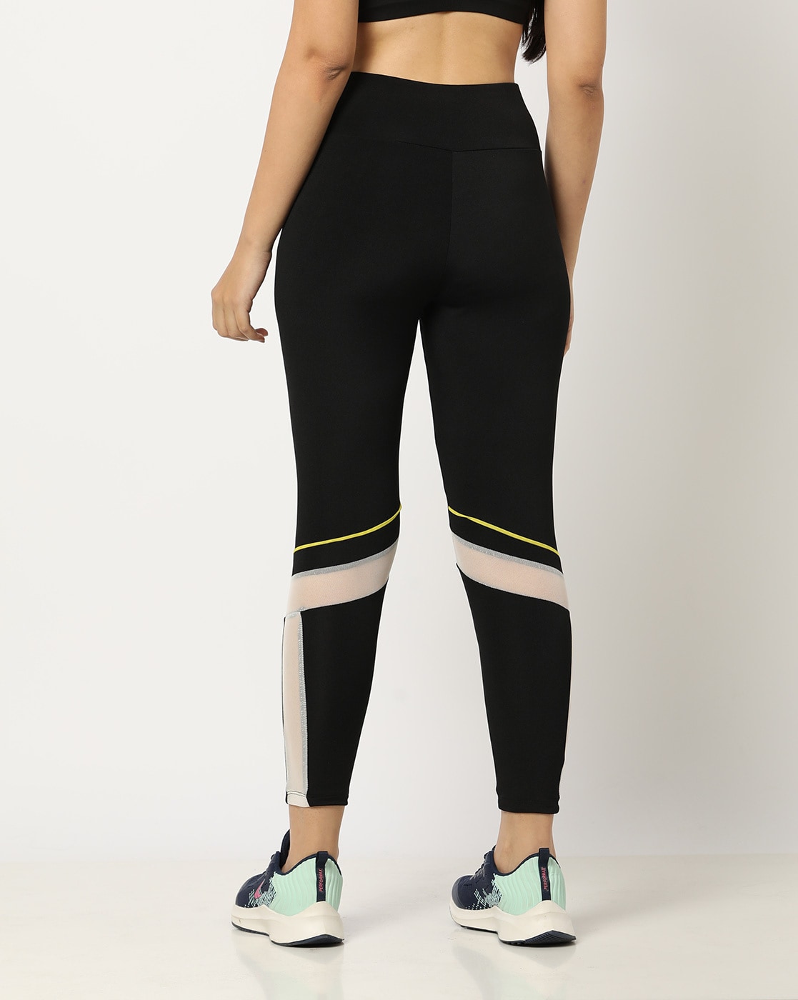 ALO Yoga Women's Airbrush Neon Glow In the Dark Black Yellow Striped  Leggings S | eBay