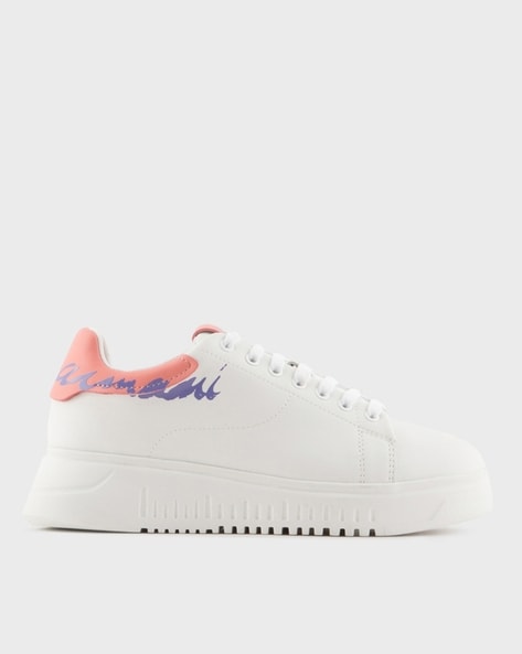 Buy EMPORIO ARMANI Sneakers with Logo on Back Pane White Color